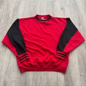 Vintage Pro Spirit Mens Red Black Colorblock Blank Crewneck Sweatshirt Larg